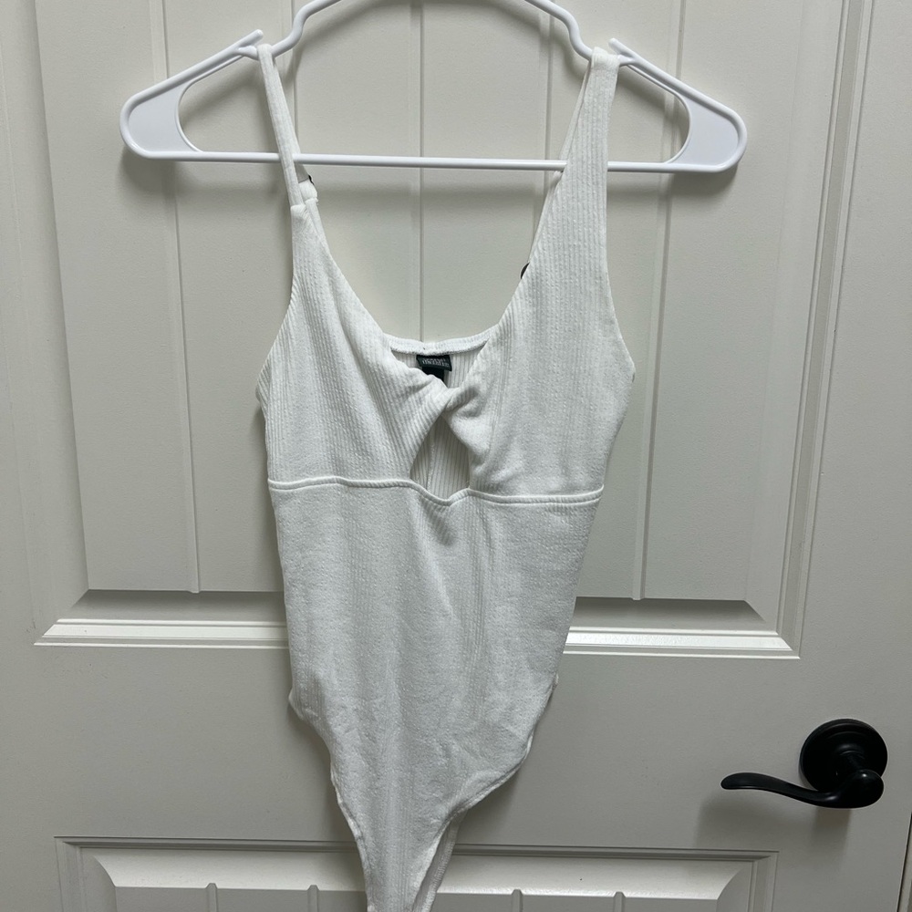 White Ribbed Women's Body suit